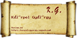 Körpel György névjegykártya
